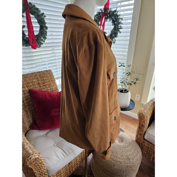 Tularosa X Revolve Zion Camel Faux Suede Shirt Jacket Women's Size S EUC - Picture 3 of 10
